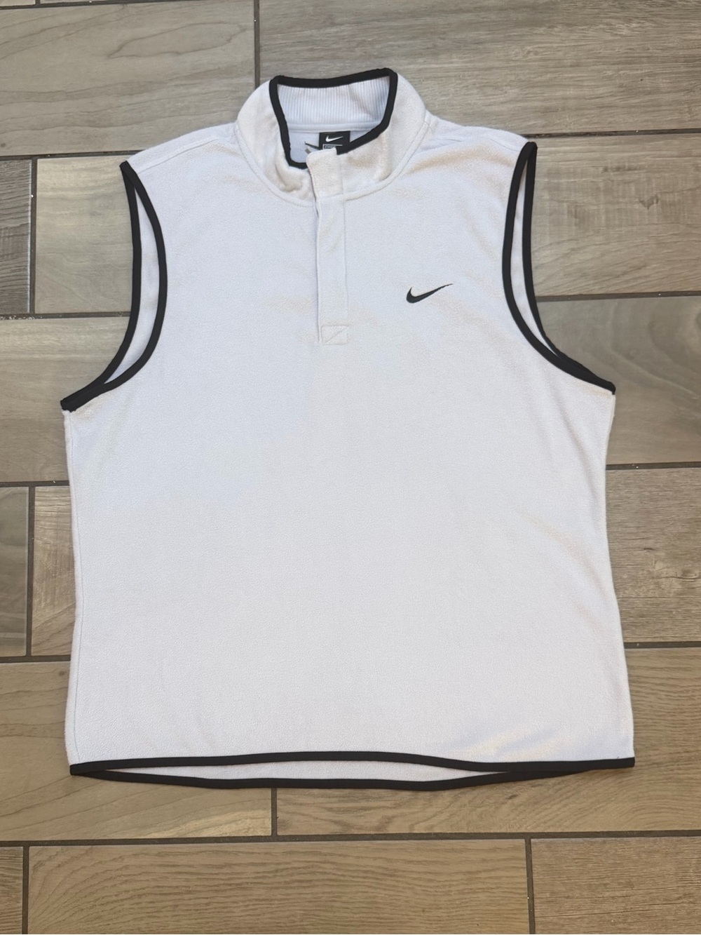 Nike Therma-FIT White Fleece Sleeveless Quarter Zip Vest